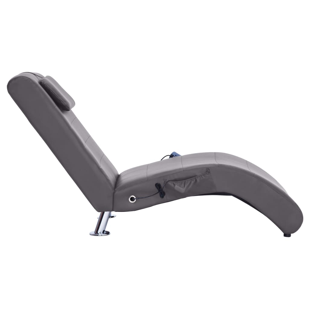 vidaXL Massage Chaiselongue mit Kissen Grau Kunstleder