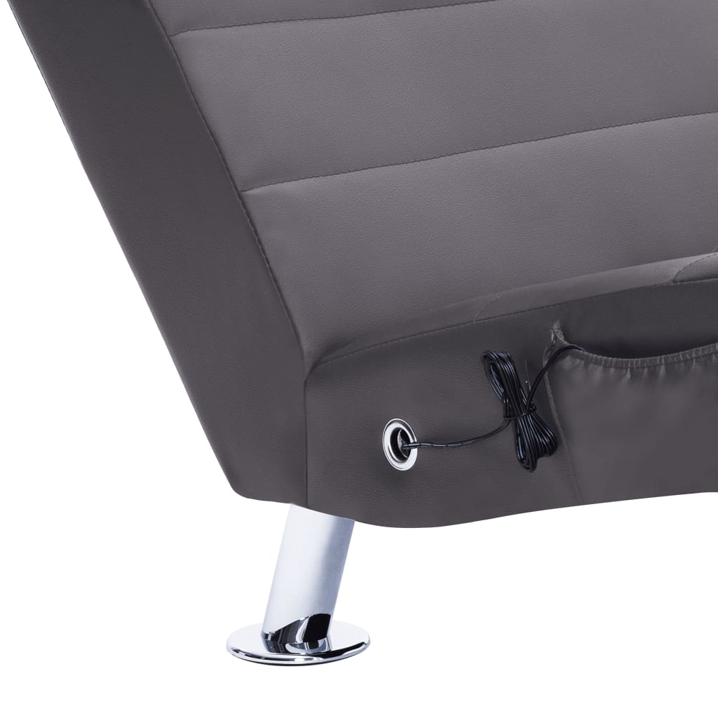 vidaXL Massage Chaiselongue mit Kissen Grau Kunstleder