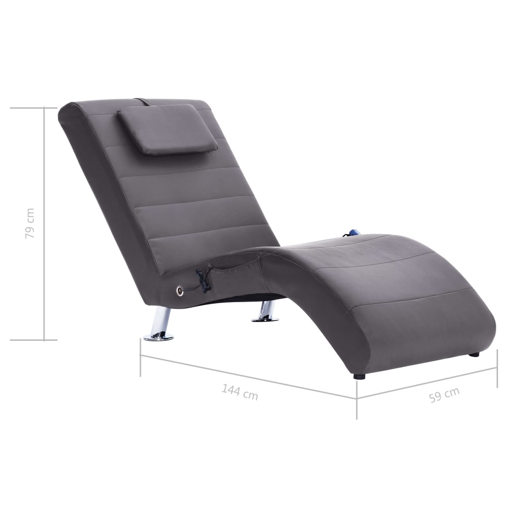 vidaXL Massage Chaiselongue mit Kissen Grau Kunstleder