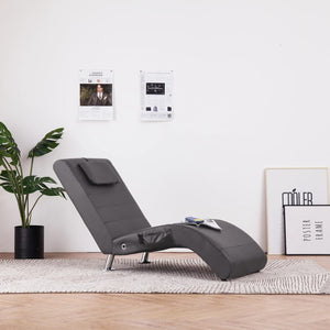 vidaXL Massage Chaiselongue mit Kissen Grau Kunstleder