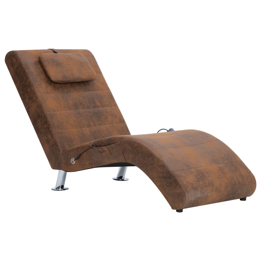 Massage Chaiselongue mit Kissen Braun Wildleder-Optik Stilecasa