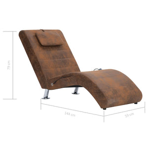 Massage Chaiselongue mit Kissen Braun Wildleder-Optik Stilecasa