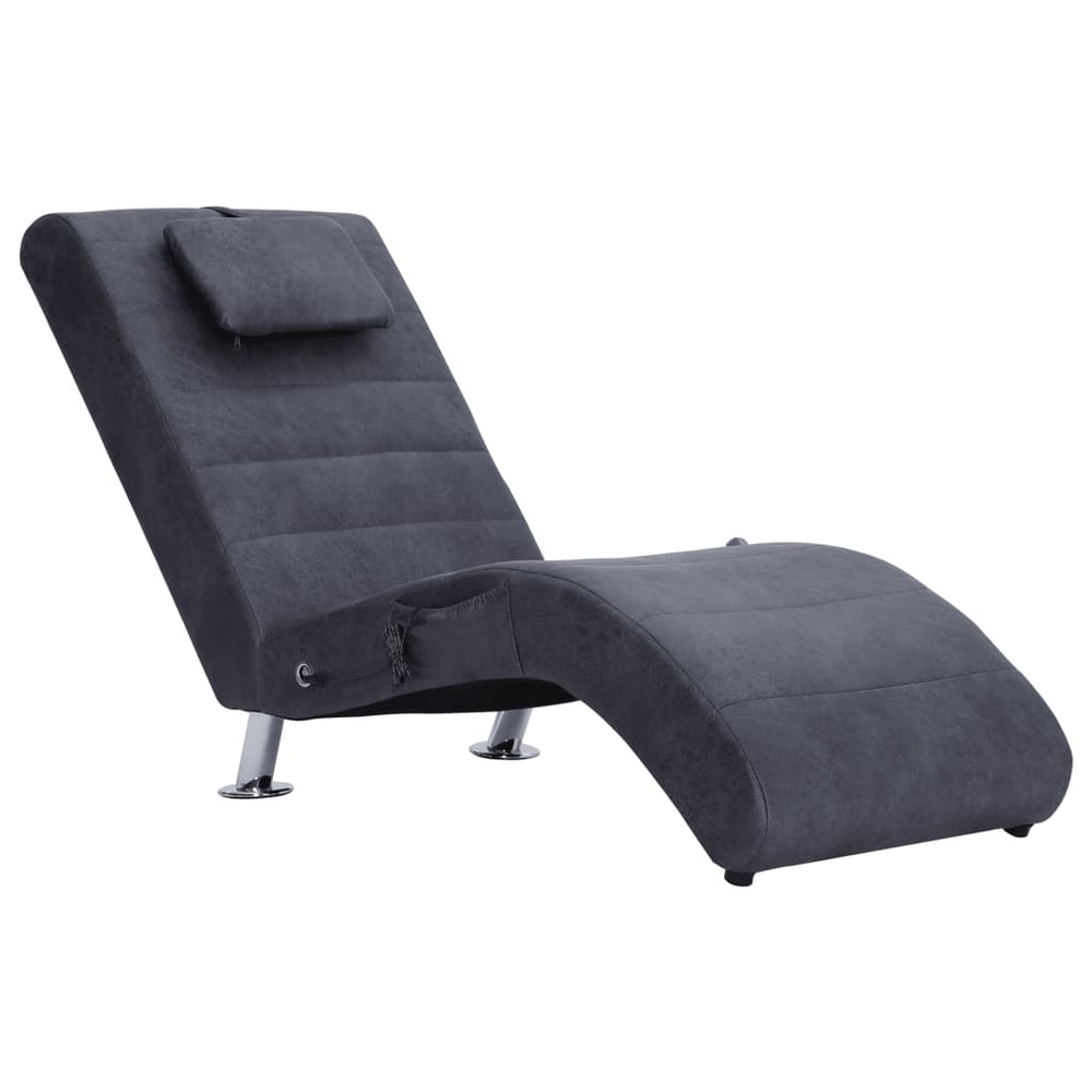 Massage Chaiselongue mit Kissen Grau Wildleder-Optik Stilecasa