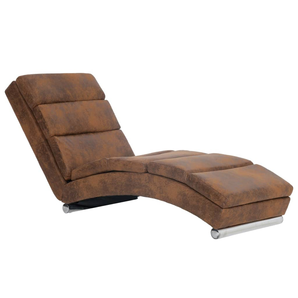 Chaiselongue Braun Wildleder-Optik VIDAXL