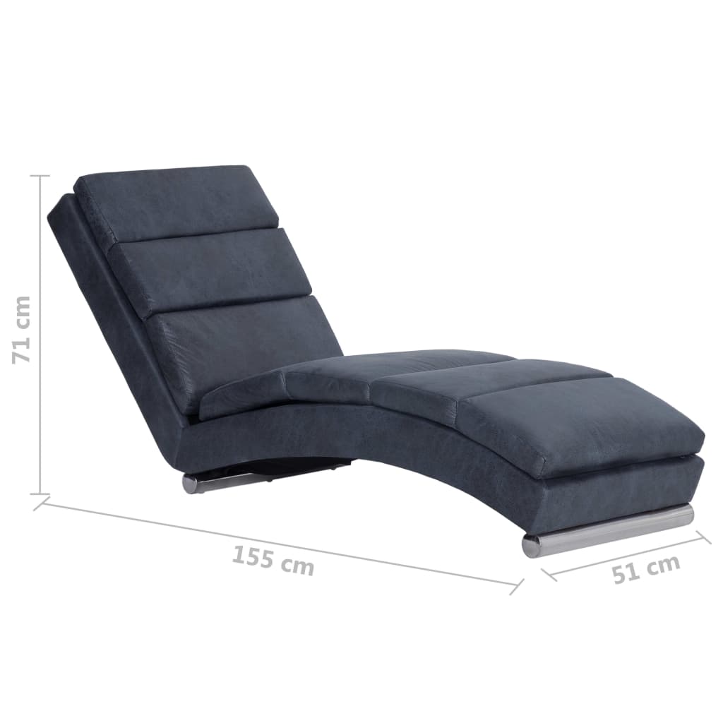 vidaXL Chaiselongue Grau Wildleder-Optik