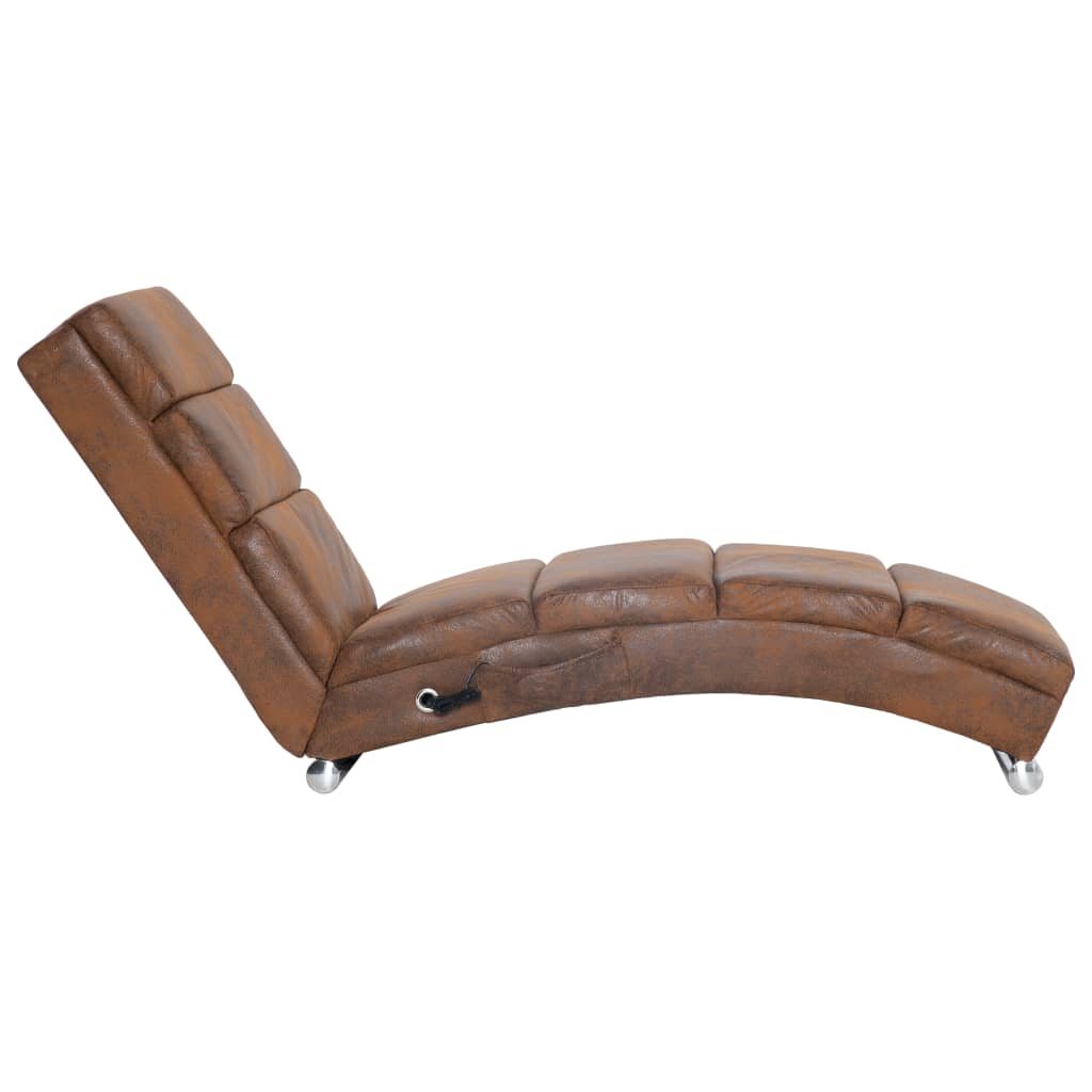 Massage Chaiselongue Braun Wildleder-Optik Stilecasa