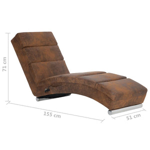 Massage Chaiselongue Braun Wildleder-Optik Stilecasa