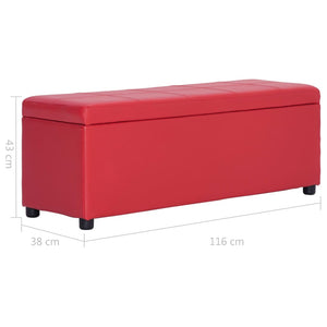 vidaXL Bank mit Staufach 116 cm Rot Kunstleder