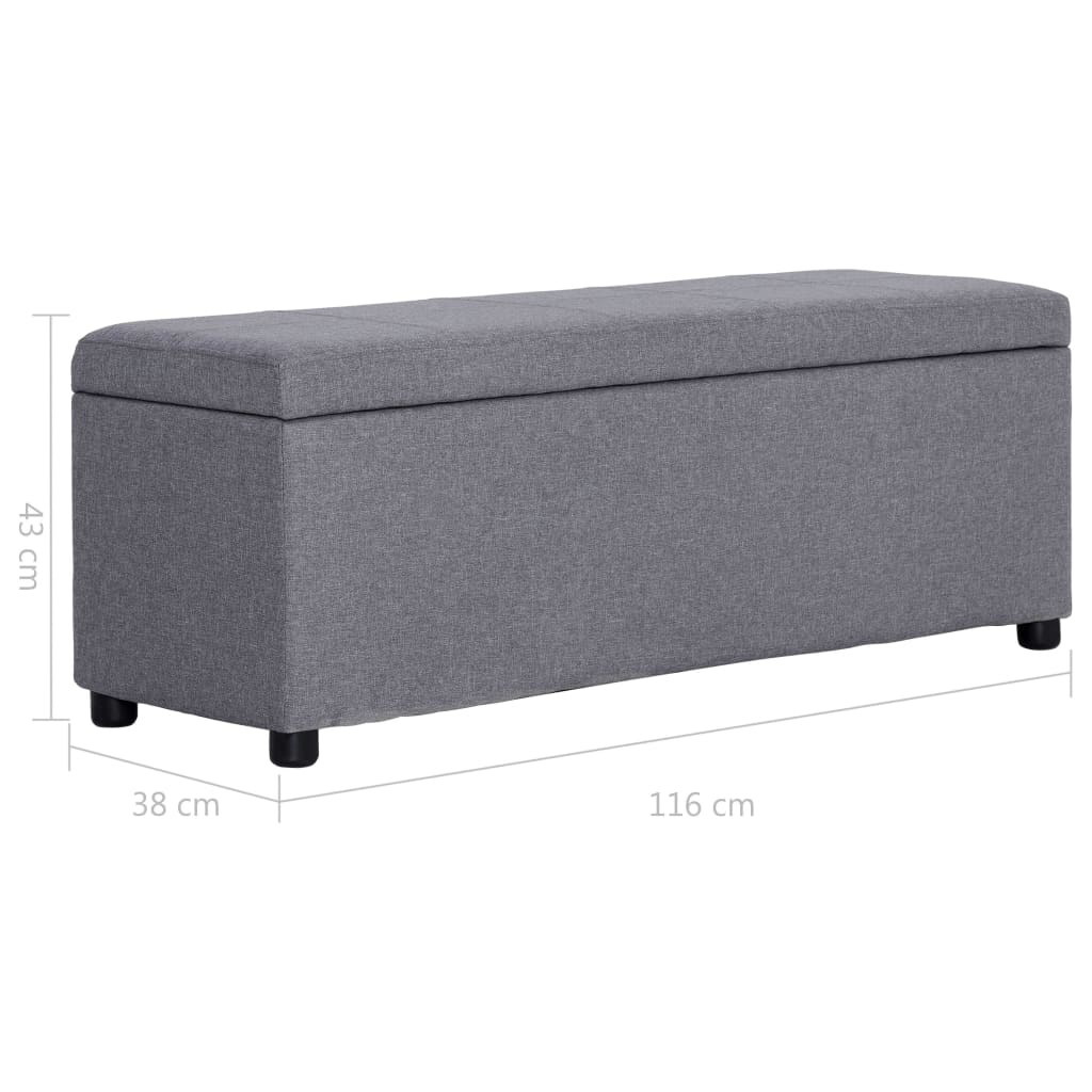 vidaXL Bank mit Staufach 116 cm Hellgrau Polyester