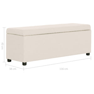 vidaXL Bank mit Staufach 116 cm Creme Polyester