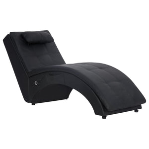 Massage Chaiselongue mit Kissen Schwarz Kunstleder