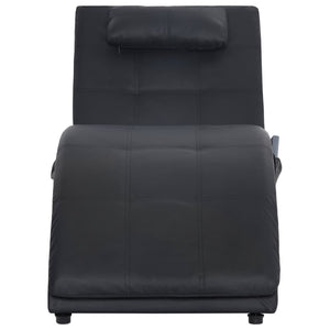 Massage Chaiselongue mit Kissen Schwarz Kunstleder