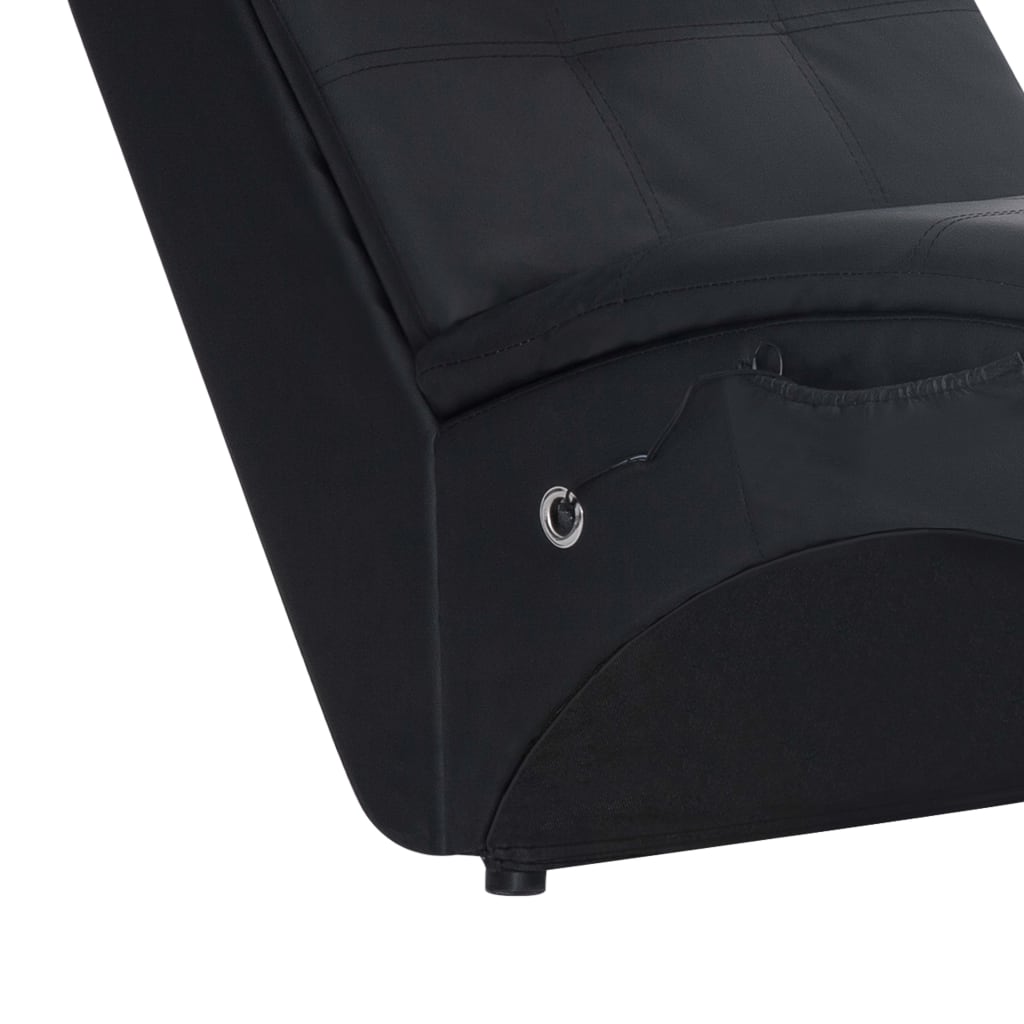 Massage Chaiselongue mit Kissen Schwarz Kunstleder