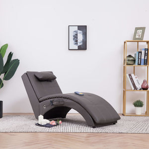 Massage Chaiselongue mit Kissen Grau Kunstleder