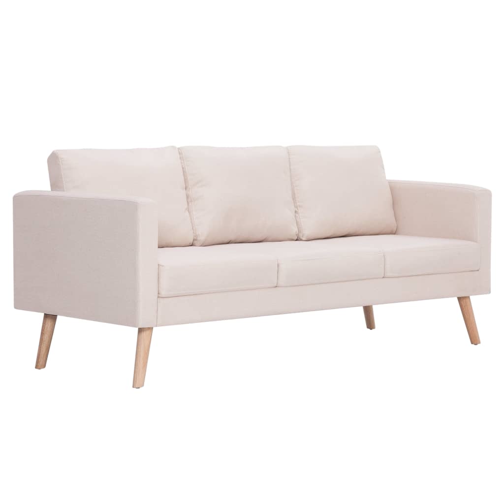 vidaXL 3-Sitzer-Sofa Stoff Cremeweiß