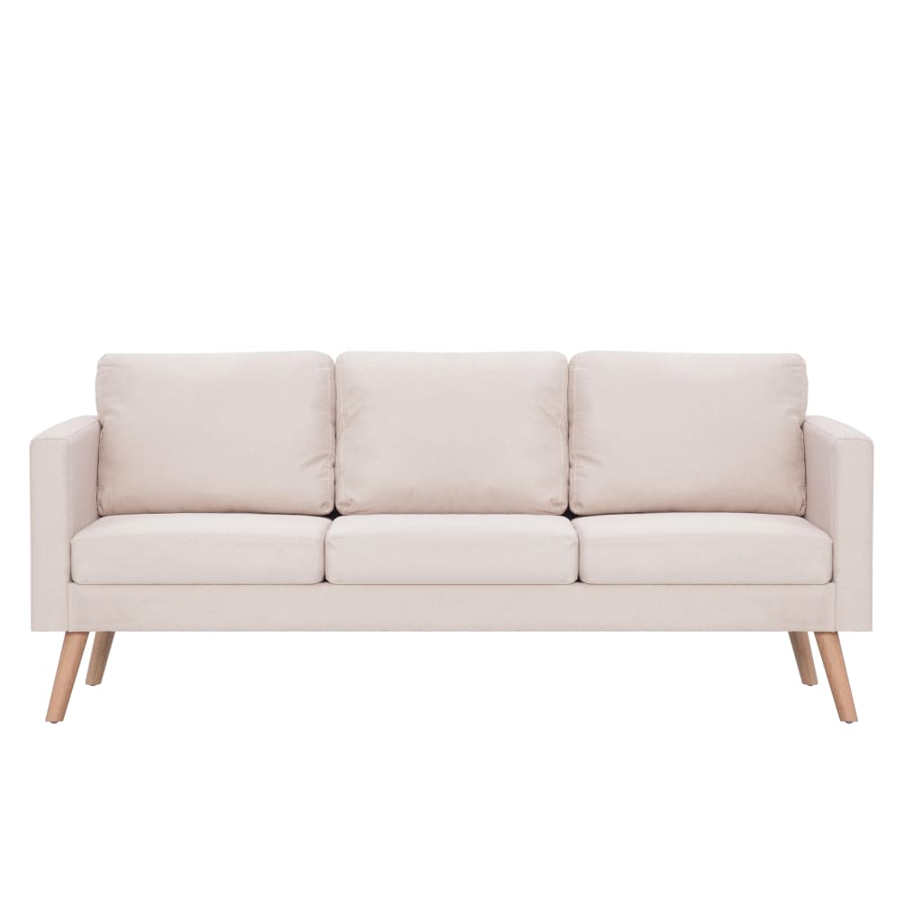 vidaXL 3-Sitzer-Sofa Stoff Cremeweiß