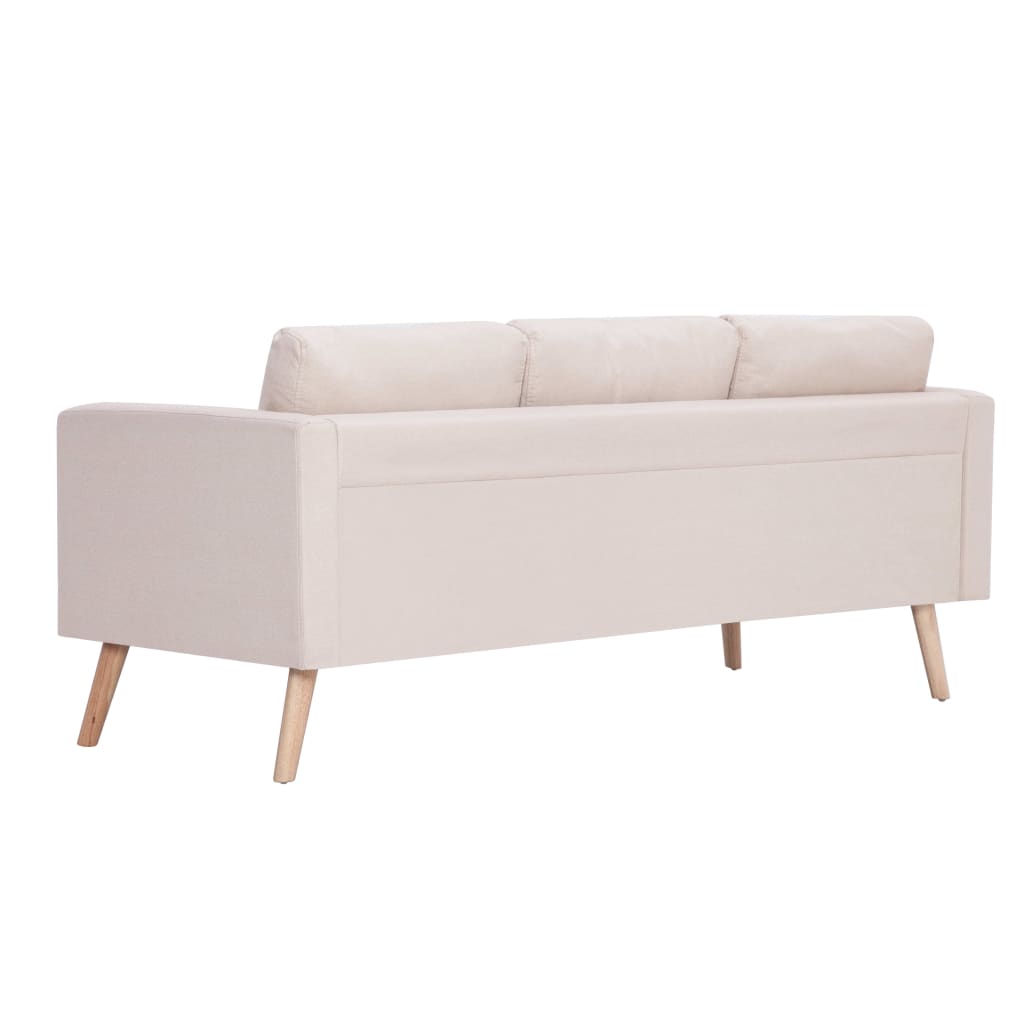 vidaXL 3-Sitzer-Sofa Stoff Cremeweiß