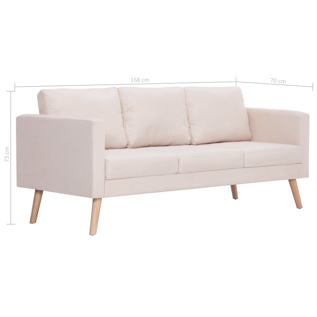 vidaXL 3-Sitzer-Sofa Stoff Cremeweiß