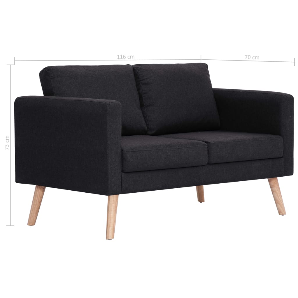 vidaXL 2-Sitzer-Sofa Stoff Schwarz