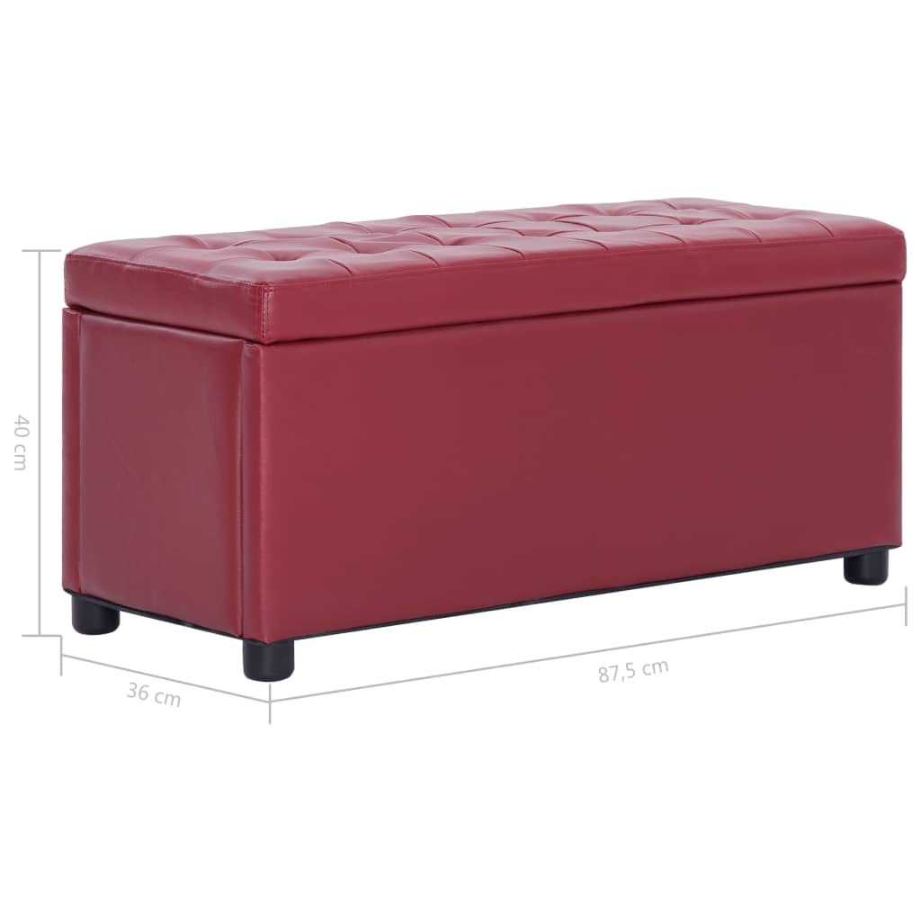 vidaXL Ottoman mit Stauraum 87,5 cm Weinrot Kunstleder