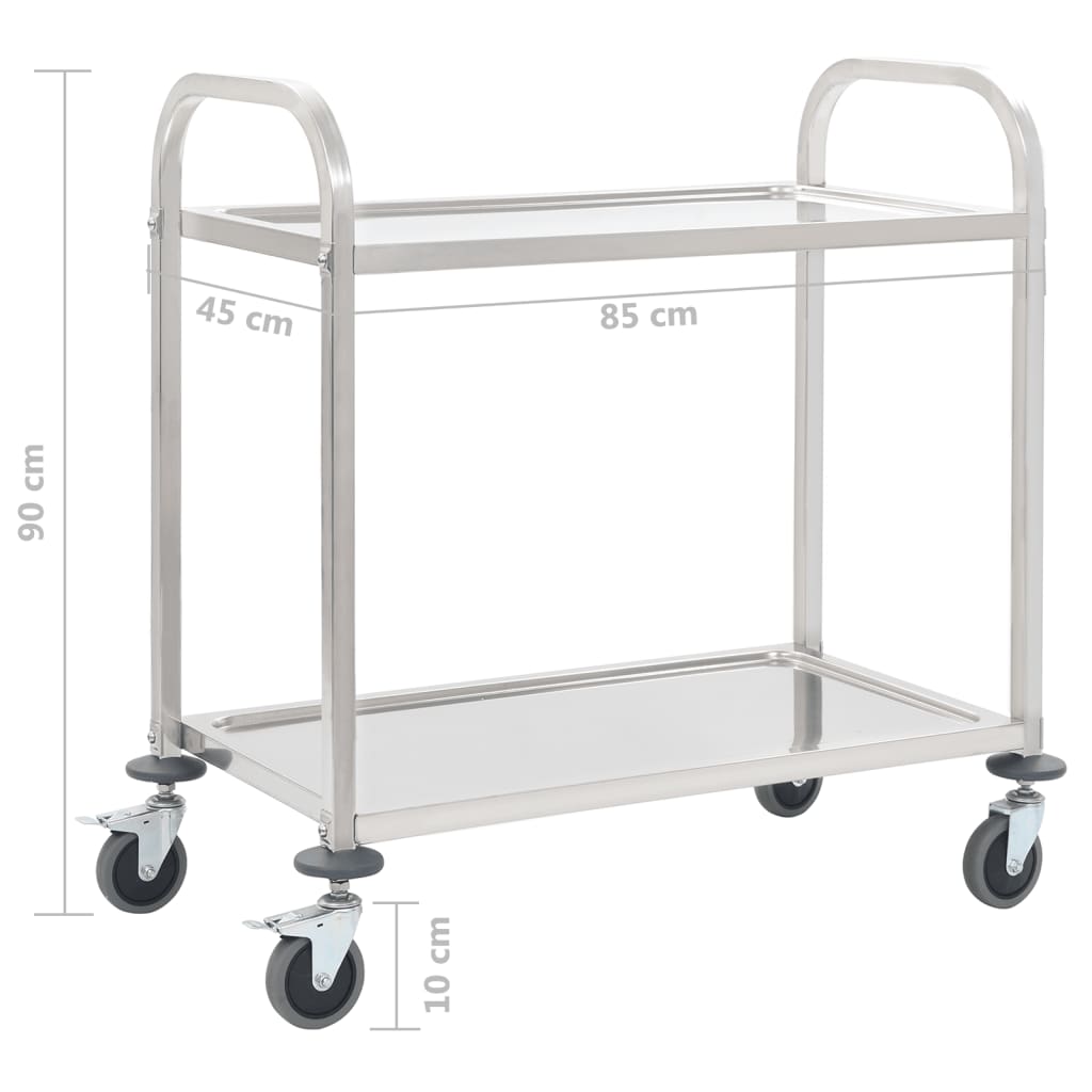 2-Stufiger Servierwagen 96,5 x 55 x 90 cm Edelstahl Stilecasa