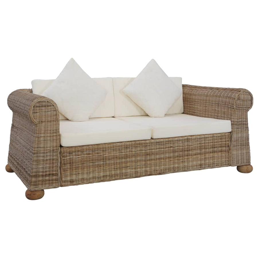 2-Sitzer-Sofa mit Kissen Natur Rattan Stilecasa