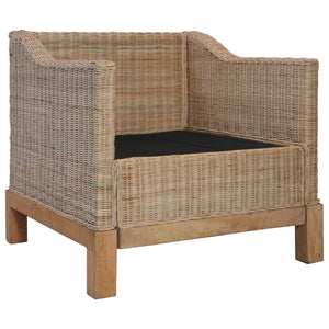 vidaXL Sessel mit Auflagen Natur Rattan