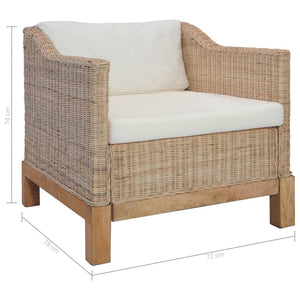 vidaXL Sessel mit Auflagen Natur Rattan