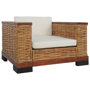 Sessel mit Kissen Braun Natur Rattan Stilecasa