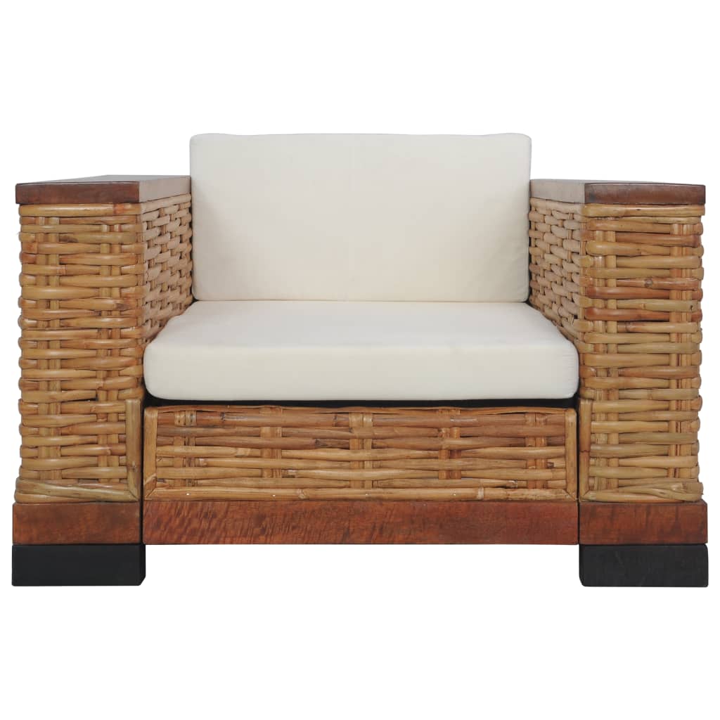 Sessel mit Kissen Braun Natur Rattan Stilecasa