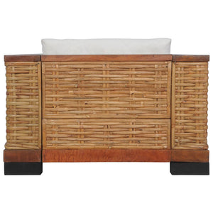 Sessel mit Kissen Braun Natur Rattan Stilecasa