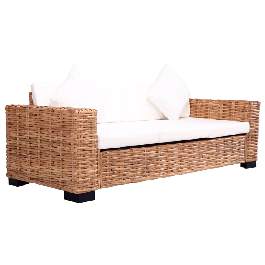 3-Sitzer Gartensofa Natürliches Rattan Stilecasa