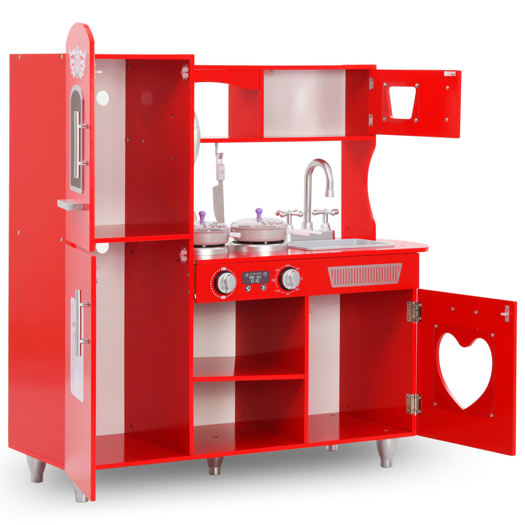 vidaXL Spielküche Kinder MDF 84x31x89 cm Rot