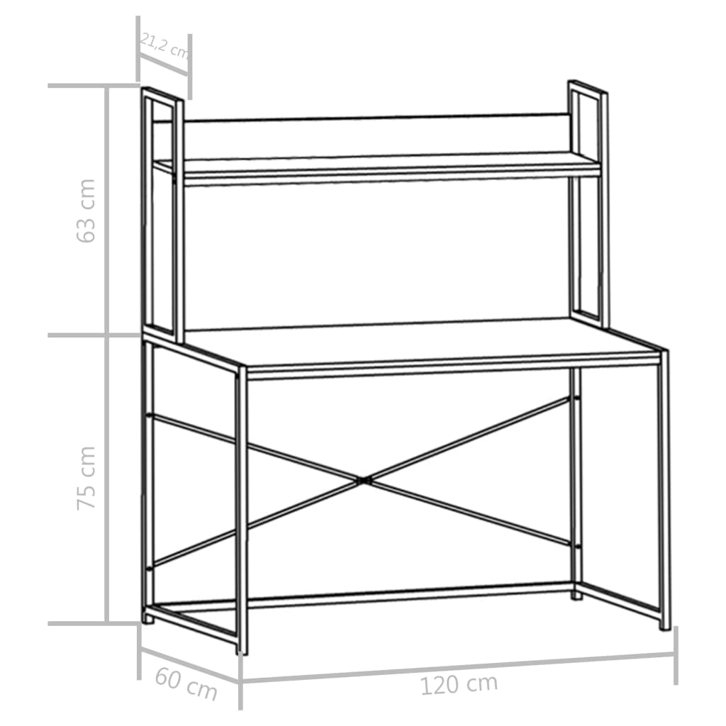 vidaXL Computertisch Schwarz 120×60×138 cm