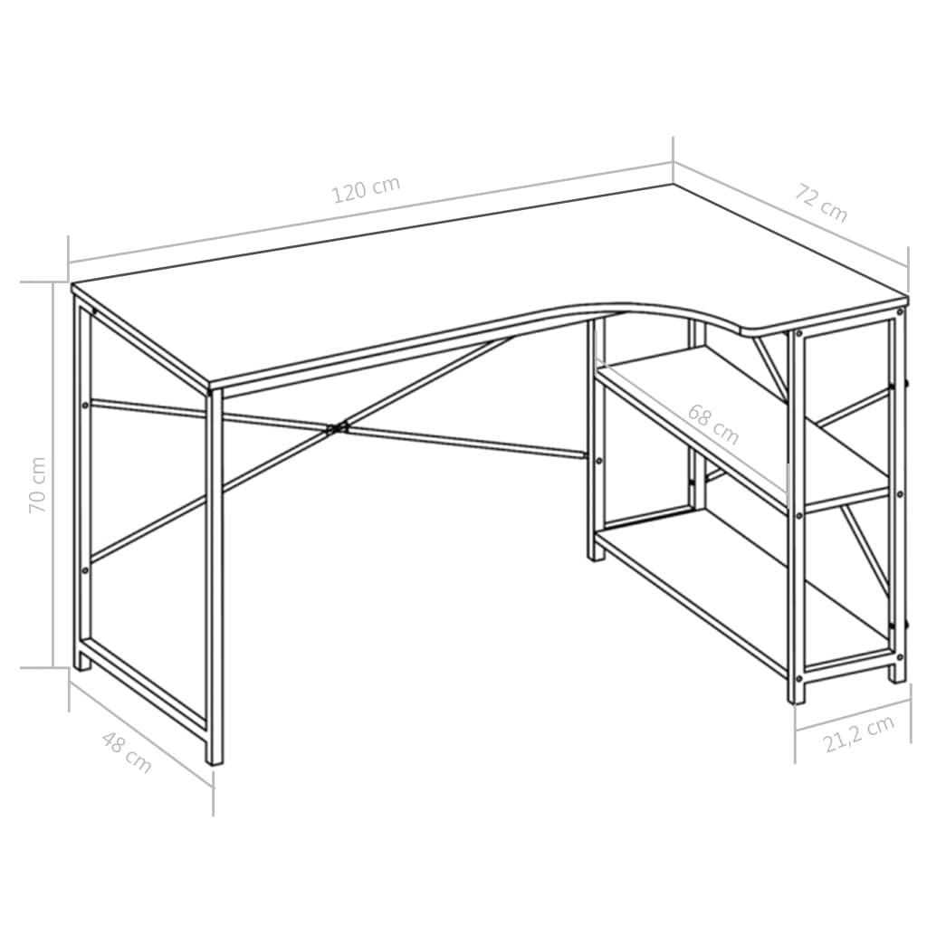 vidaXL Computertisch Weiß 120x72x70 cm