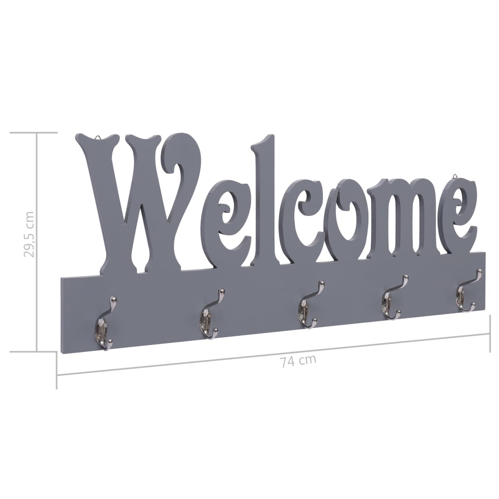 Wandgarderobe WELCOME Grau 74 x 29,5 cm Stilecasa