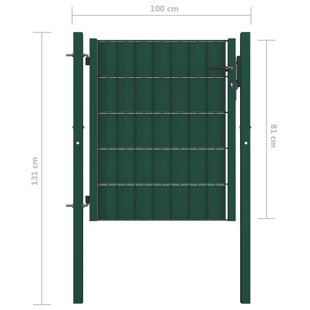 vidaXL Zauntor PVC und Stahl 100x81 cm Grün