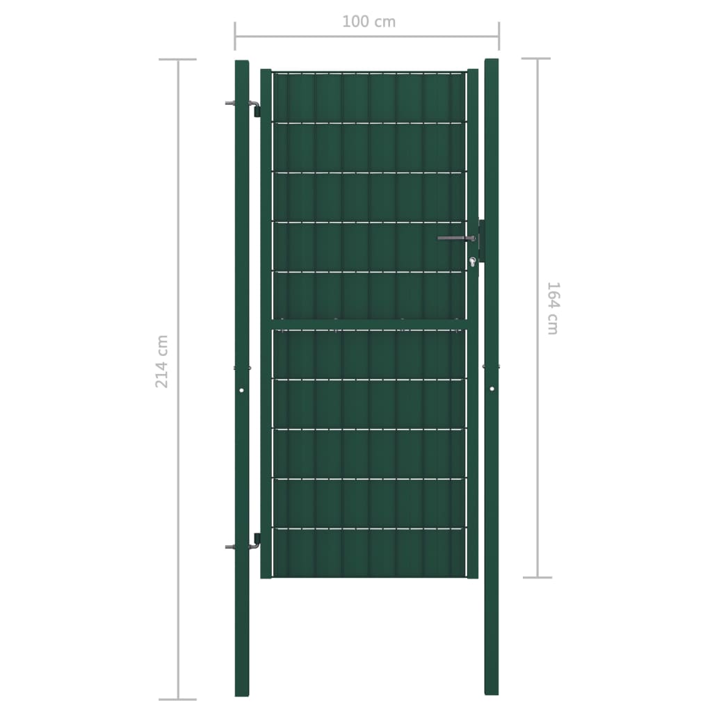 vidaXL Zauntor PVC und Stahl 100x164 cm Grün