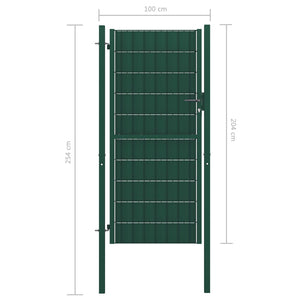 Zauntor PVC und Stahl 100x204 cm Grün Stilecasa