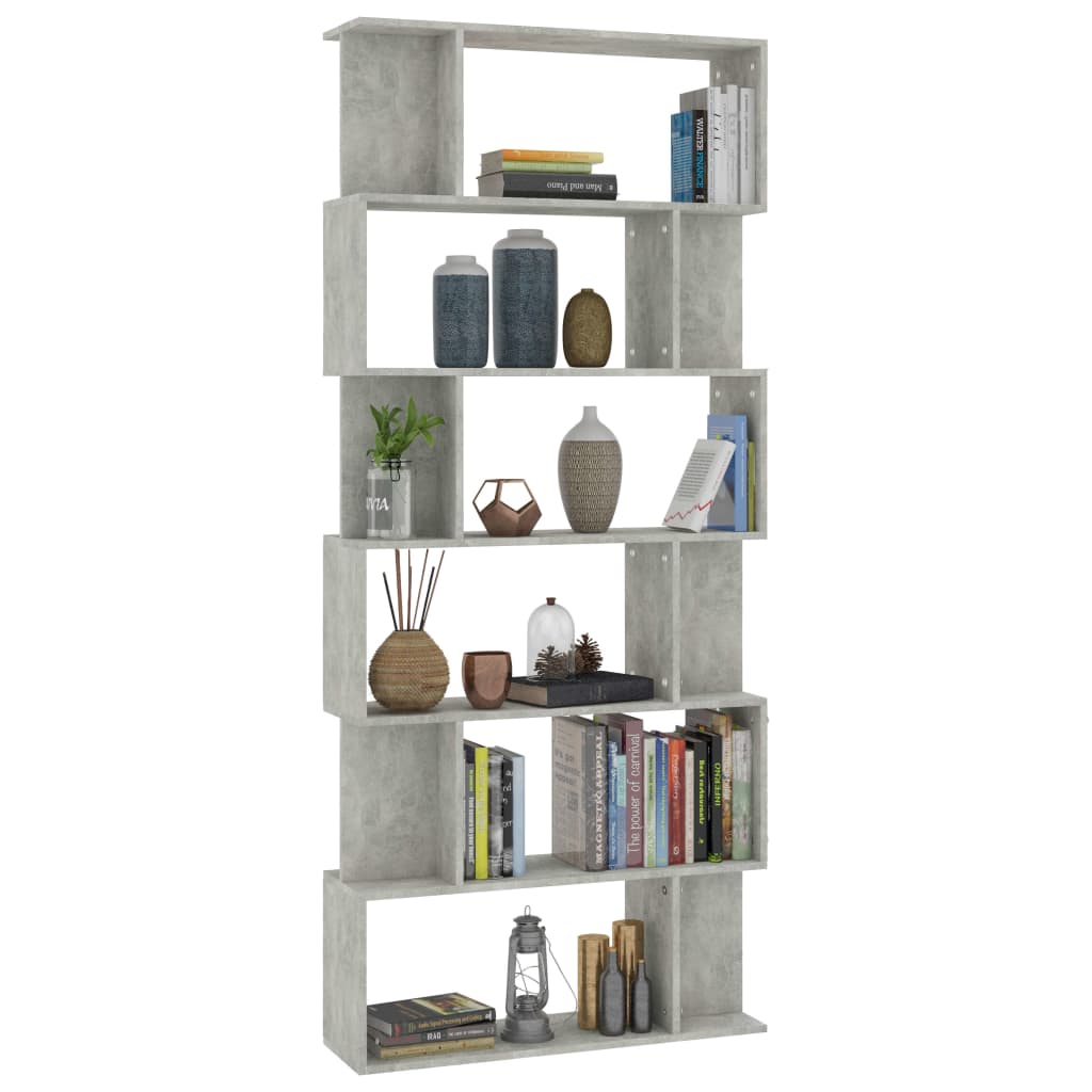 Bücherregal/Raumteiler Betongrau 80x24x192 cm Holzwerkstoff Stilecasa