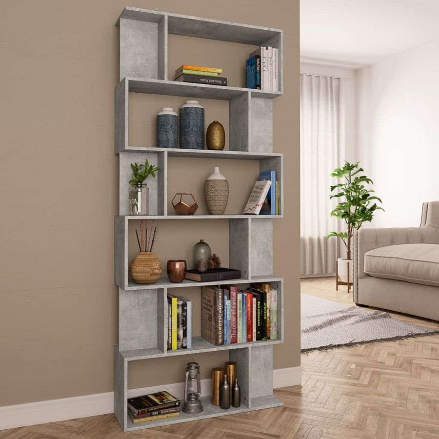 Bücherregal/Raumteiler Betongrau 80x24x192 cm Holzwerkstoff Stilecasa