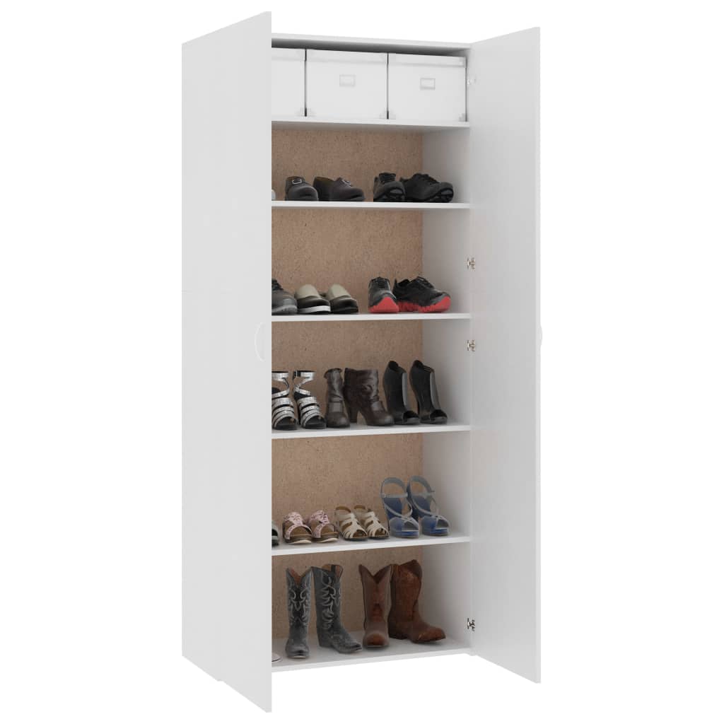 Schuhschrank Weiß 80x35,5x180 cm Holzwerkstoff Stilecasa