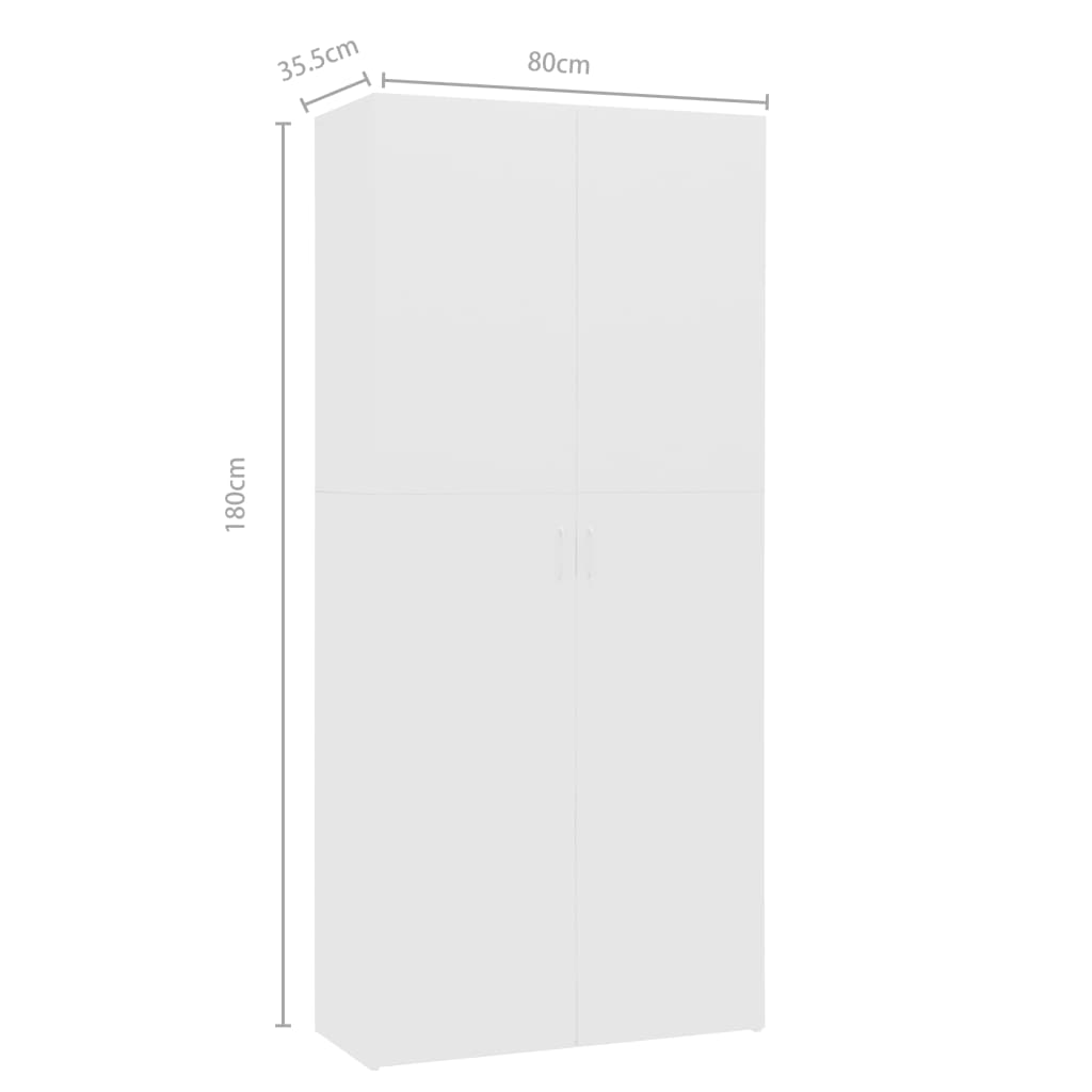 Schuhschrank Weiß 80x35,5x180 cm Holzwerkstoff Stilecasa