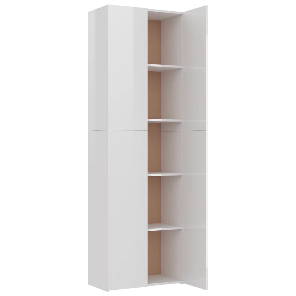 Büroschrank Hochglanz-Weiß 60x32x190 cm Holzwerkstoff Stilecasa