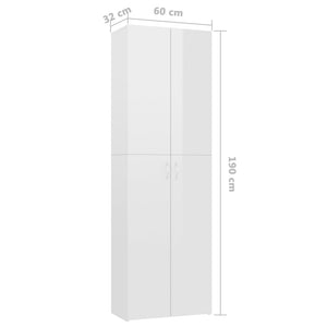 Büroschrank Hochglanz-Weiß 60x32x190 cm Holzwerkstoff Stilecasa