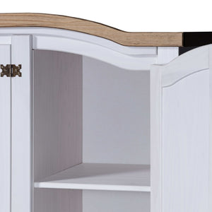 Kleiderschrank Mexiko-Stil Kiefernholz 3 Türen Weiß