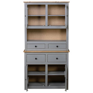 vidaXL Highboard Grau 93x40,5x180 cm Kiefernholz Panama