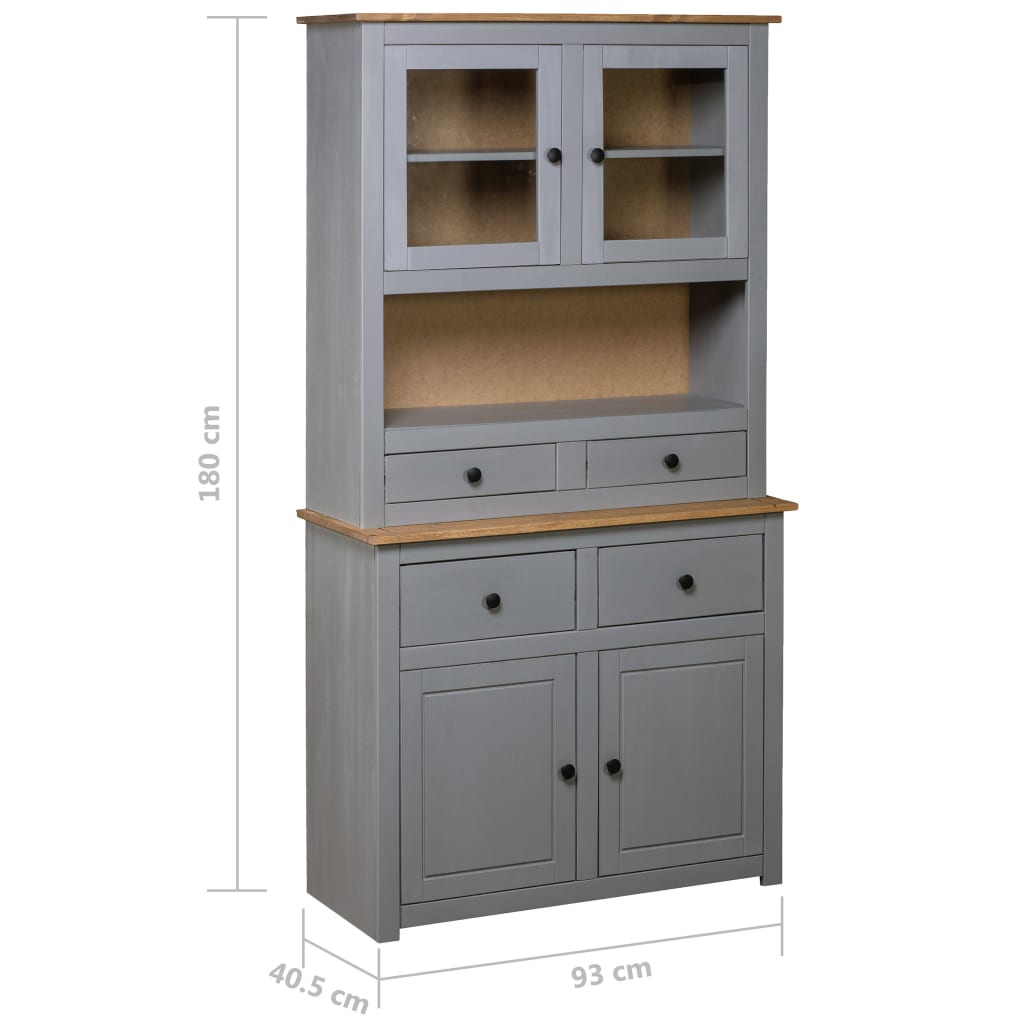 vidaXL Highboard Grau 93x40,5x180 cm Kiefernholz Panama