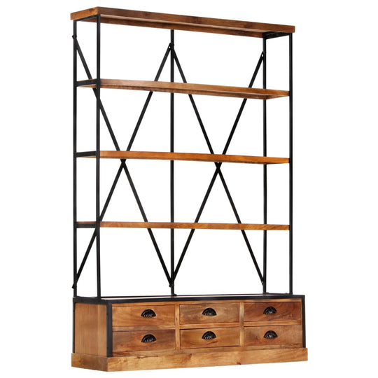 vidaXL Bücherregal 4 Ebenen 6 Schubladen 122×36×181 cm Massivholz