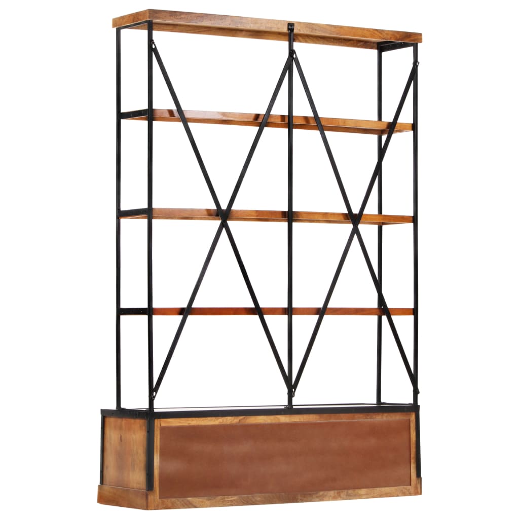 Bücherregal 4 Ebenen 6 Schubladen 122×36×181 cm Massivholz Stilecasa